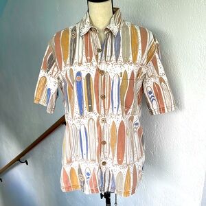 Kahala Men’s Surfboard‎ Hawaiian Cotton Shirt S/Sleeve Button Up Tropical Small